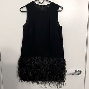 Black Tibi feather mini dress